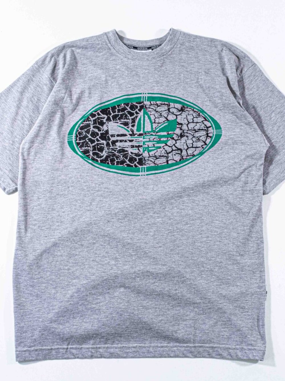 Vintage Adidas T Shirt Trefoil Pop Art Abstract Oval Logo Made in Portugal 90s L